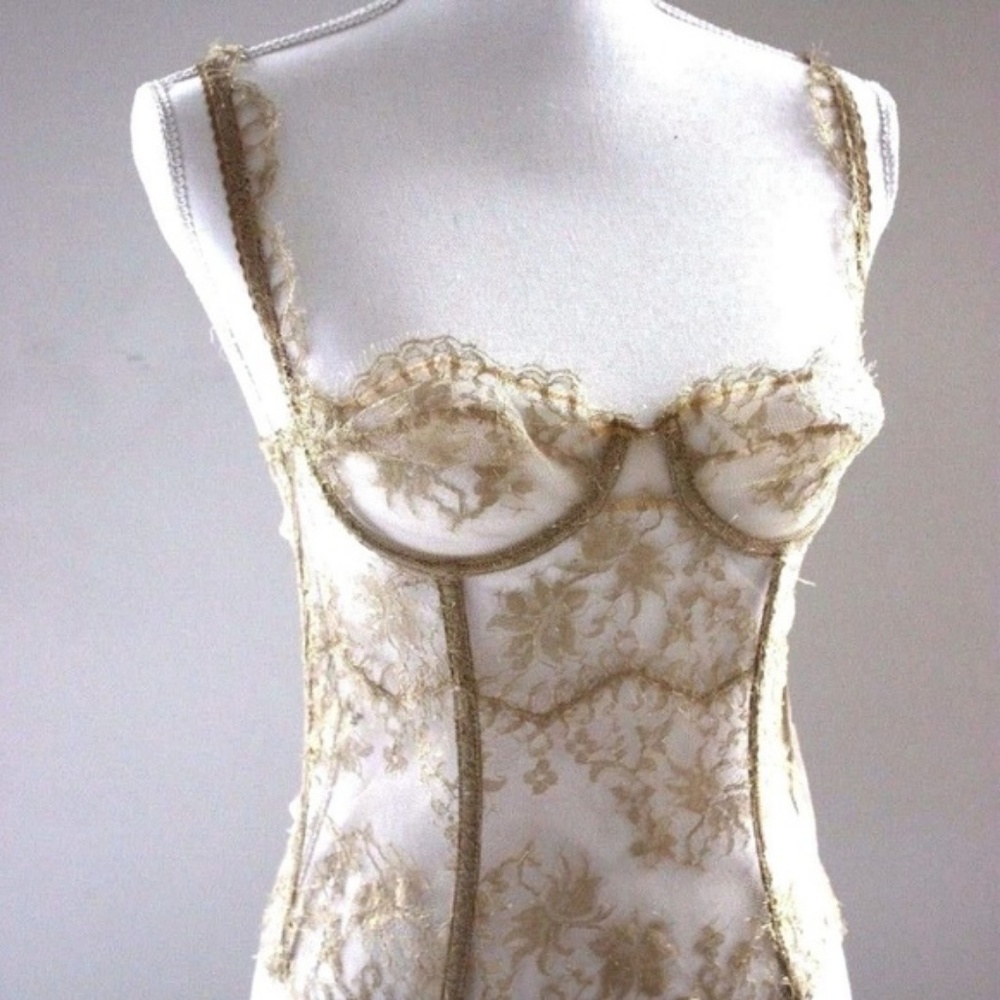 I.D. SARRIERI LACE GOLD CORSET BUSTIER EUR 75 B 34B